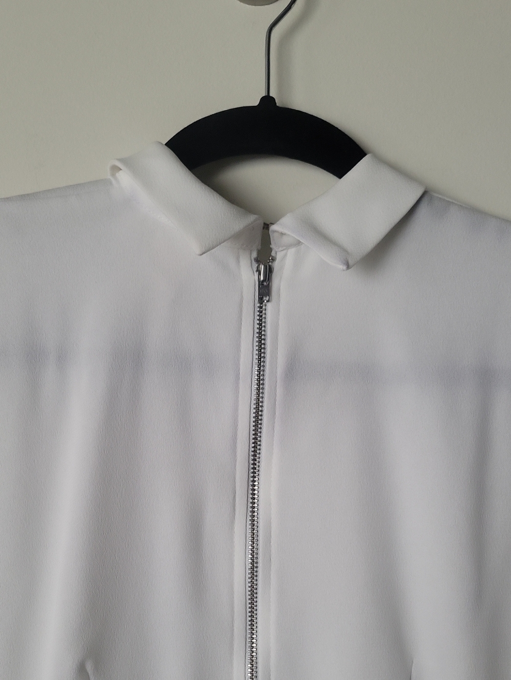 H&M White High Neck Modest Workwear Quiet Luxury Peplum Blouse Top Minimalist S - Picture 7 of 9